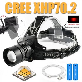 Мощен акумулаторен челник CREE XHP70.2 с регулируем фокус, 3 режима на светене